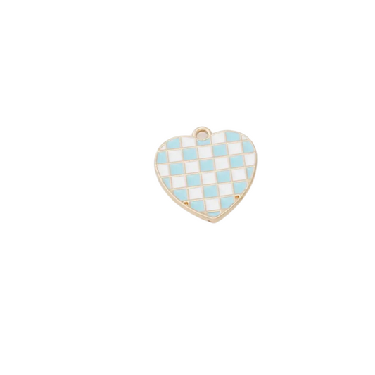 Checkered Heart- Teal