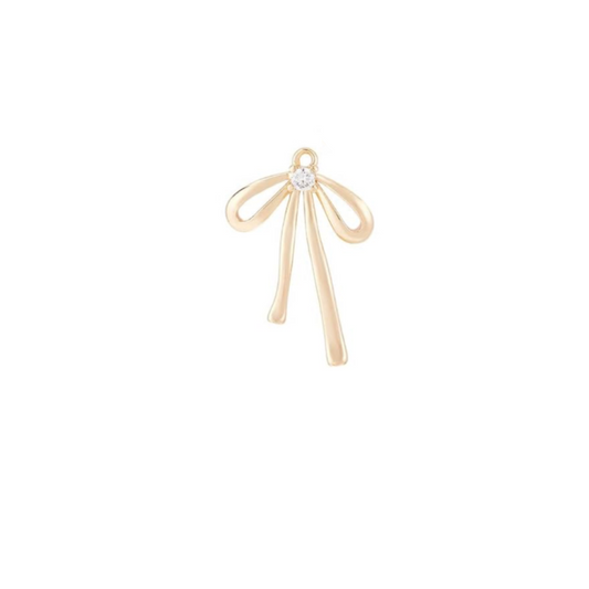 Dainty Bow with Diamond- Gold Plated